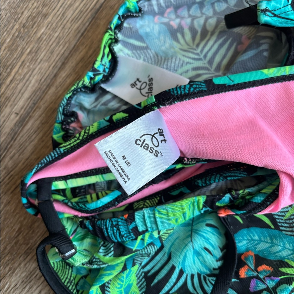 Art Class Tropical Leaf Print Kids Pajama Set - Picture 2 of 5